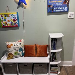 Corner Book Shelf And Cube Organizer Bench 