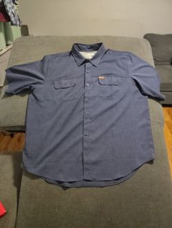 Orvis Men's Short Sleeve Blue Tech Shirt Button Up Lightweight Size XXL