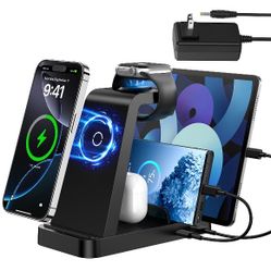Wireless Charger Compatible for iPhone - ETEPEHI 5 in 1 Charging Station for Multiple Devices: 36W Fast Charging Dock Compatible for iPhone 16e 16 15 