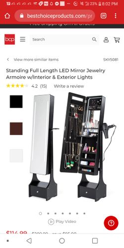 Standing Full Length Led Mirror Jewerly Armoire