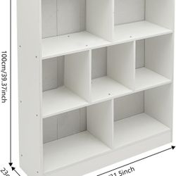 NEW Bookcase 7-Cube Shelf, Open Bookcase w/Base, Home Office Display Organizer