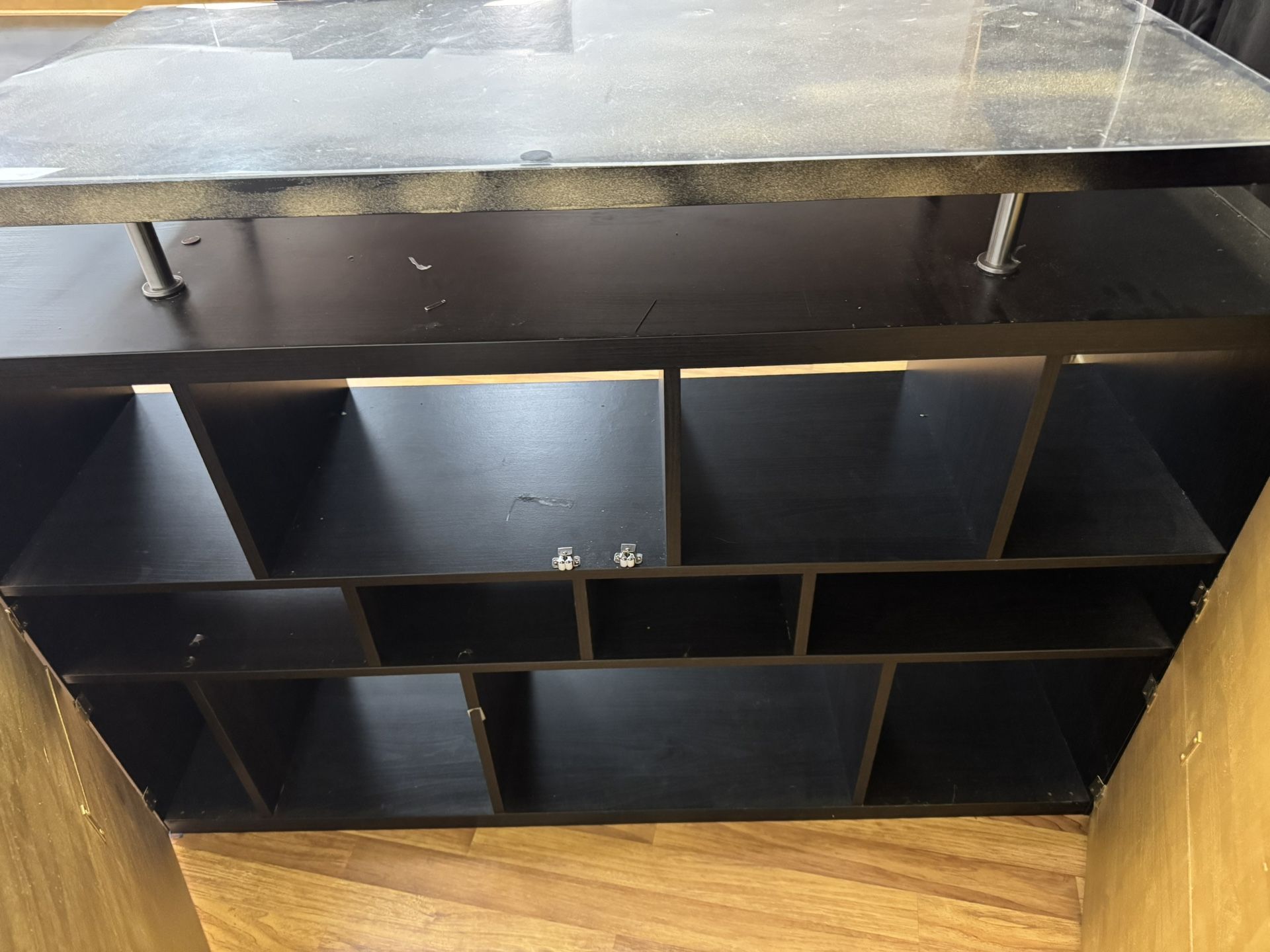 Modern Black Desk with 12 Storage Cubbies