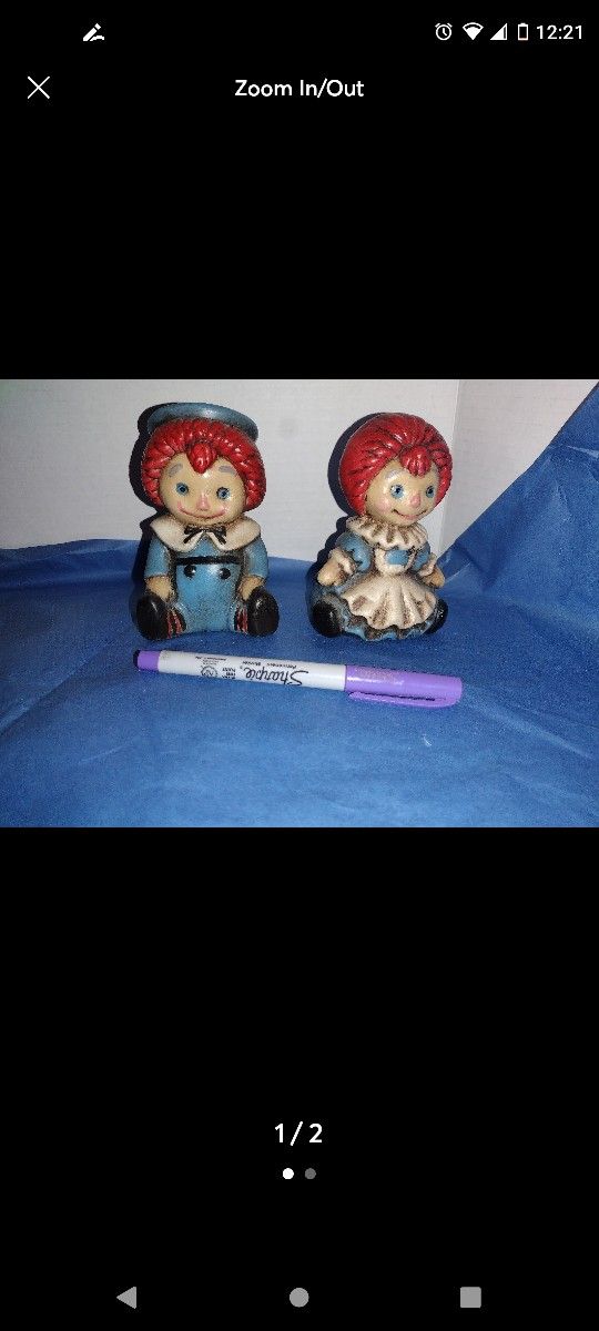 Vintage Vintage raggedy Ann and Andy ceramic dolls