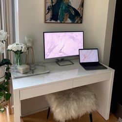 CB2 White Modern Desk RUNWAY WHITE LACQUER DESK for
