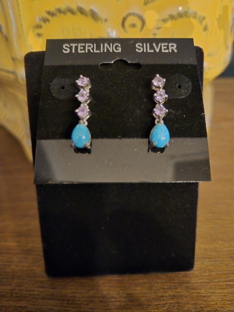 Genuine Sleeping Beauty Turquoise Earrings