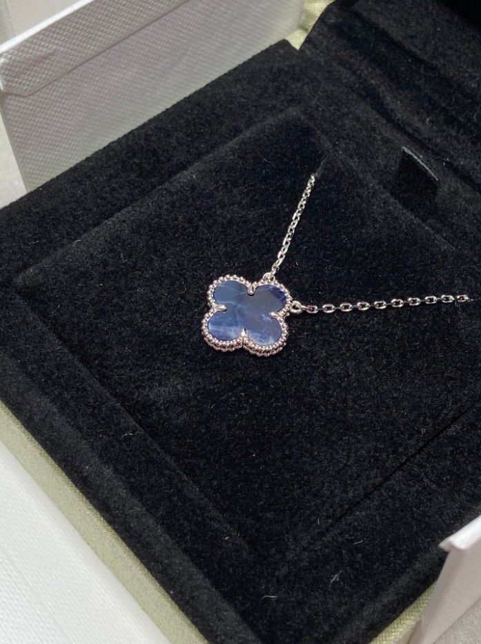 Van Cleef & Arpels Blue Peterstone Four-Leaf Clover Necklace