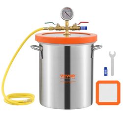 VEVOR 5 Gallon Vacuum Chamber, Upgraded Tempered Glass Lid Vacuum Degassing Chamber, 304 Stainless Steel Chamber, for Stabilizing Wood, Resin@B12-353
