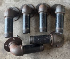 Lot of 6 – 3" Black Steel Pipe 10" w/ 90° Flanged Elbow – New