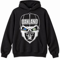 Oakland Raiders Warriors A’s Skull Hoodie – Large