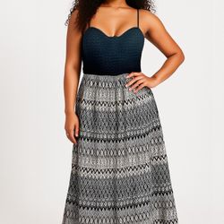 Trixxi Open Back Maxi Dress Crochet Embroidered Boho Empire Waist Sleeveless XL