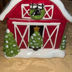 Christmas Barn Cookie Jar