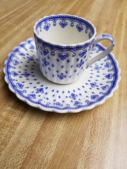 Antique Spode Copeland Fleur-de-Lis Bone China Cup & Saucer - England