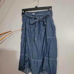 Universal Thread Denim A-Line Skirt – Women’s XS | Dark Wash w/ Belted Tie
