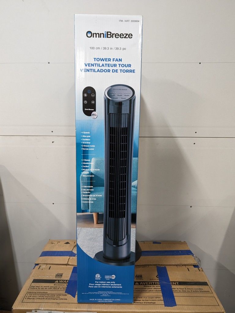 Omnibreeze Tower Fan 40" Tall with Remote control