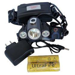 UltraFire 3-LED Light: 4 Modes, Flashing, Rechargeable, Waterproof, Adjustable with Kit