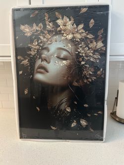 Girl with golden flower wall art