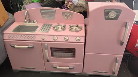 Kids kitchen stove and fridge