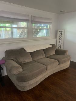 Large Tan Microfiber 3-Seat Sofa