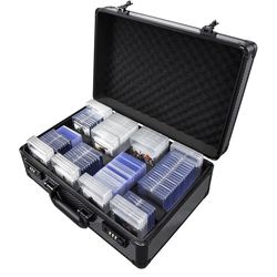 Large Graded Card Storage Box 4-Row with Combo Lock - Sports Trading Cards Case for 150+ Slabs, 540+Toploaders or 1500+ Loose Cards