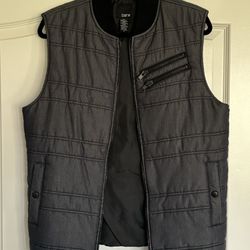 Men's Small Bar lll Casual Gray Vest Full Zip Down with Side Pockets