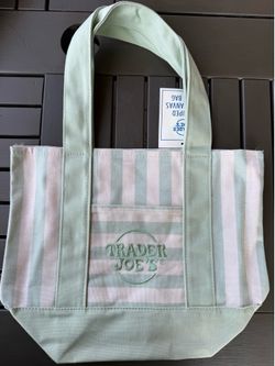 Viral Trader Joe’s 2026 Mini Striped Canvas Tote Bag
