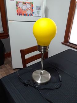 Yellow glass top metal base lamp IKEA