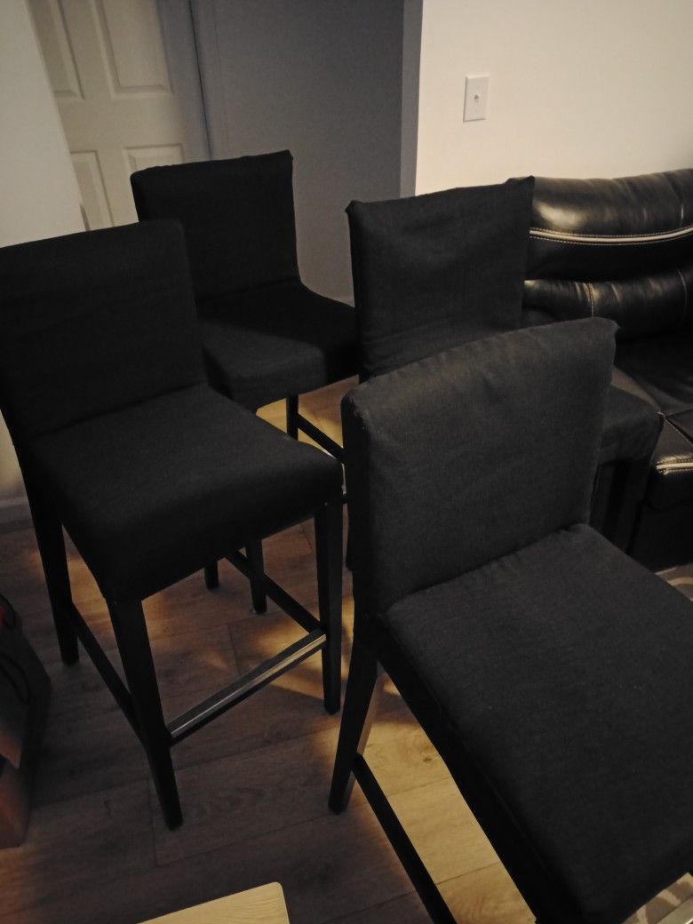 Ikea Bergmund/Henriksdal Bar Height Chairs (Set Of 4) W/ Removable Covers