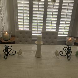 Beautiful Glass and Wrought Iron Pillar Candle Holders