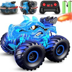new Remote Control Car, 360° Rotating RC cars for boys 4-7 with Spray, Light & Sound, 2.4 GHz All Terrain Monster trucks, Dinosaur Toys for Kids 3 4 5
