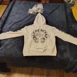 Size Medium - White Chrome Hearts Monogram Pullover Hoodie 