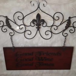 Good Friends Good Wine Good Friends Wooden  Wall Art