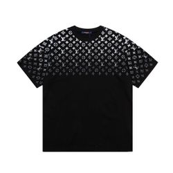 Men's black and white graffiti print short-sleeved T-shirt