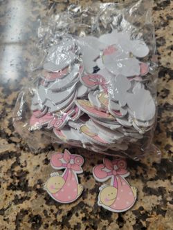 46 Pieces Wooden Pink Infant Carriage Embellishments Card Making Baby Shower