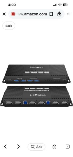 kvm Switch 2 Monitors 2 Computers Display Port 4k 240hz Hotkey Switching Dual Monitor …