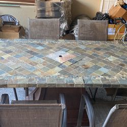Long Ceramic Tile Table With 6 Chairs 