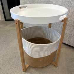 End Table with Removable Tray & Basket
