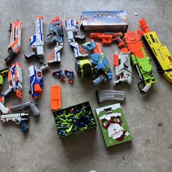 12+ Nerf Guns, Bullets, Target Game
