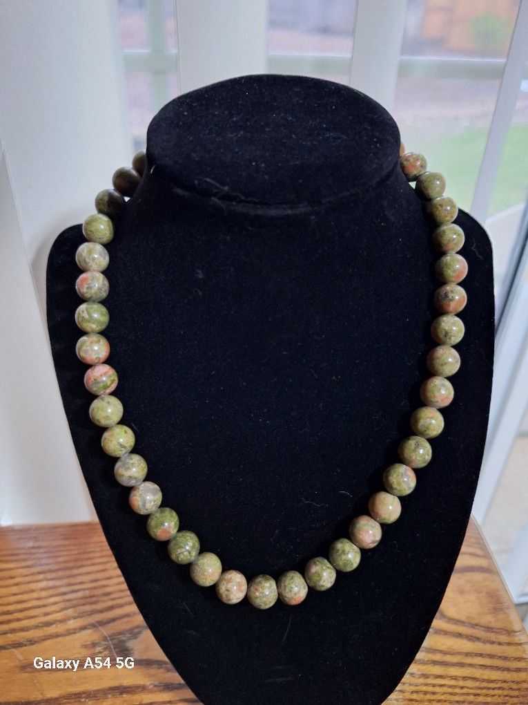 Unakite Bead Necklace