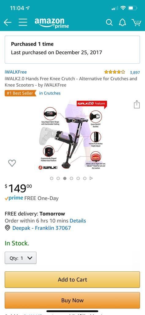 IWalk hands free crutch