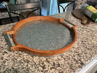 Wood And Metal Serving Tray