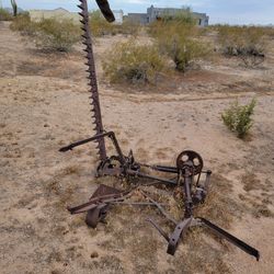 Vintage Farm Mowing Tractor Sickle Mower Farming Yard Art Equipment 