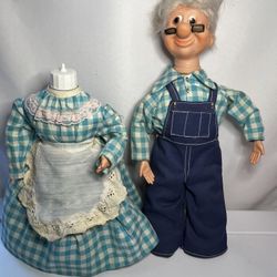 Vintage Farmer Doll Figure in Overalls