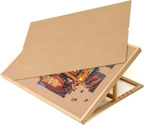 Lavievert 1500 Piece Tilting Jigsaw Puzzle Board with Wooden Cover, Adjustable Puzzle Board with Built-in Easel/Stand, Portable Puzzle Table with Non-