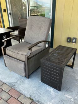 Outdoor Reclining Chair with Side Table plus 2 new cushions