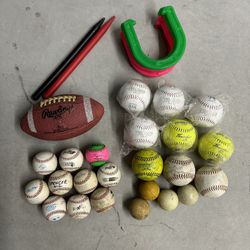 Horseshoe Football Baseballs Softballs Lacrosse Balls Lot