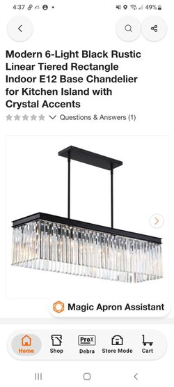 Modern Black Linear Crystal Chandelier 6-Light