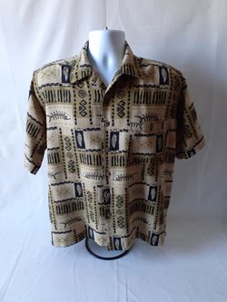 Joe Marlin men's Hawaiian print button down short sleeve shirt size L