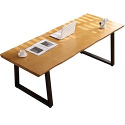 55.12 inch solid Wood Executive Desk – Spacious and Minimalist Home Office Workstation/ dining table