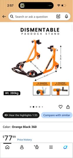 Grand Pitstop Universal Motorcycle Rear Paddock Stand