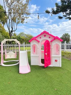 Casita de juegos Step2 para niños con tobogán y columpio 💗